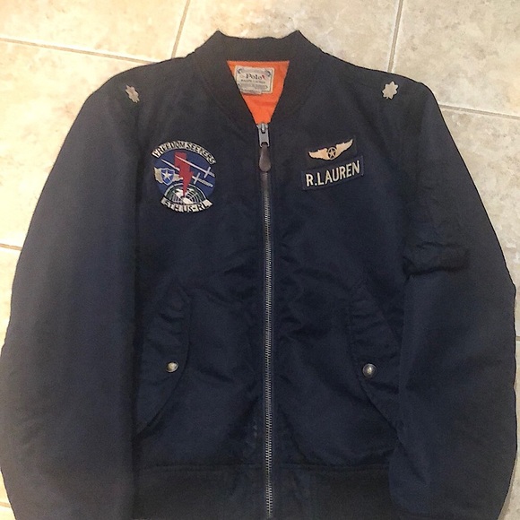 Polo - Ralph Lauren Flight Bomber Jacket. R. Lauren name tag and stripped stars - Picture 1 of 10